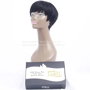Short Straight Human Hair Wigs With Bangs thumbnail-2