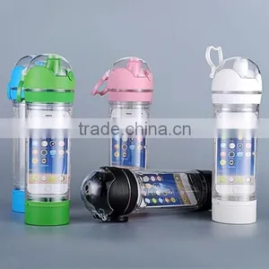 2 in 1 Plastic Water Bottle With Mobile Holder 2 in 1 Gym Bottle thumbnail-1