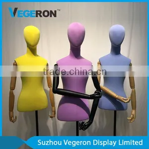 Half Body Torso Mannequin With Wooden Flexible Arm thumbnail-1