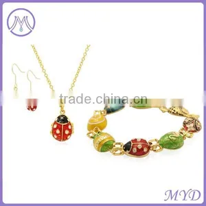 Elegant Personalized Ladybug Bracelet Enamel Jewelry Set thumbnail-1
