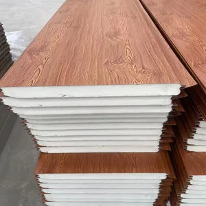 Factory Produced Wood Color Pu Sandwich Panel for Building House Exterior Metal Siding Insulation thumbnail-3