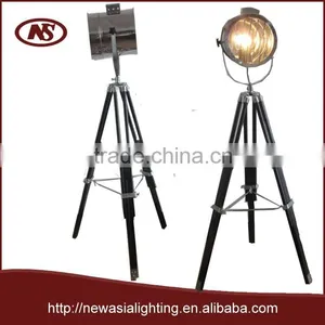 Three Footlights Wood Material Best Market Floor Lamp thumbnail-1