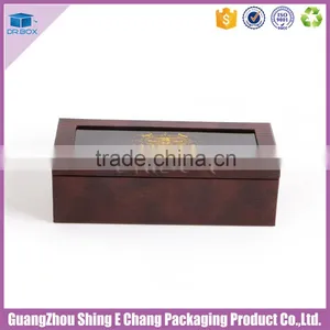 Luxury Handmade Custom Leather Paper Printed Gold Hot Stamp Logo Gift Box Packaging With Clear Lid thumbnail-3