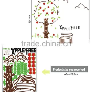 Happy Apple Tree - Wall Decals Stickers Appliques Sticker Paper Removable Living Room Bedroom Art Picture DIY Mural Decoration thumbnail-4