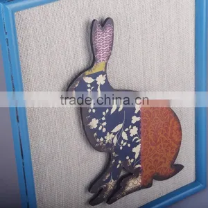 Hanging Wall Art With the 3D Color Rabbit With the Fabric Background thumbnail-4