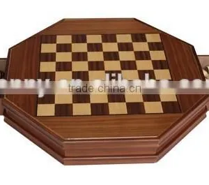 Octagon Wooden Hand Made Chess Set thumbnail-2