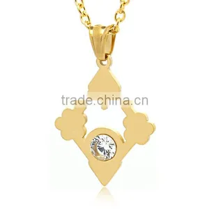 High Polished 316L Rhombus Pendant White Diamond Mounted Hollow Out Fashion Pendant Classic Individual Christmas Gift thumbnail-1