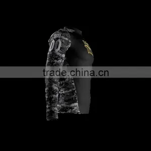 Polyester Spandex Long Sleeves Drunk Tank Black Compression Shirt/Rash Guard With Club Logo Player Name and Numbers at Sleeves thumbnail-3