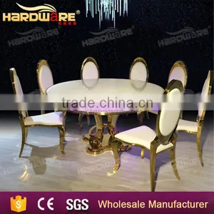 Mdf Hotel Gold Hotel Dining Table Golden Base Stainless Steel Led Table thumbnail-3