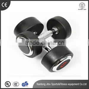 2016 Hot Sale Deluxe Whole Shaping 30kg PU Round Head Dumbbell With Stainless Steel Plating Knurled Handle thumbnail-1