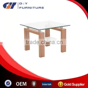 Square Glass and Wood Lamp Table thumbnail-1