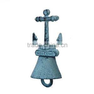 Nautical Dark Blue Whitewashed Cast Iron Anchor Hand Bell NBB 0021 thumbnail-5