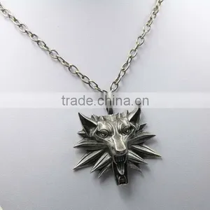Hot Sale Game Retro Jewelry The Witcher 3 Wolf Head Pendant Necklace thumbnail-4