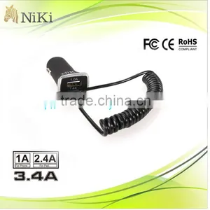 Retractable Usb Cable 3.4A Car Charger Portable Battery Charger for Smartphone thumbnail-1