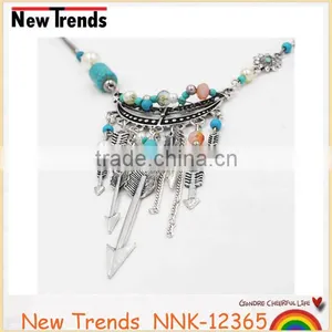 Wholesale Women Costume Jewelry Ethnic Feather Pendant Necklace thumbnail-4