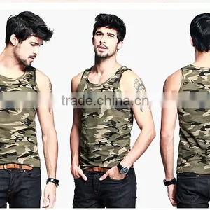 New Fashion Custom Print Cotton Spandex Camouflage Tank Top for Men thumbnail-2