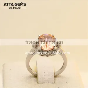 Fashion Created Morganite #777 Oval Shape 925 Silver Ring for Girl thumbnail-1