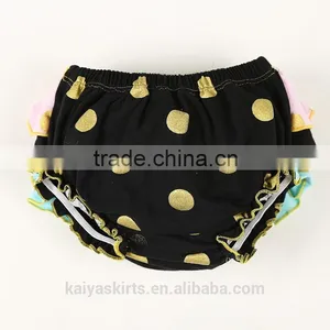 New Gold Dot Ruffled 100% Cotton Baby Pictures of Girls Without Runderwear thumbnail-2