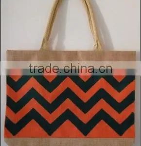Red & Black Color 2014 Chevron Jute Shopping Bag thumbnail-1