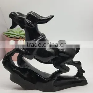 Obsidian Sheep Figurine Chinese Zodiac Animal Carvings thumbnail-2