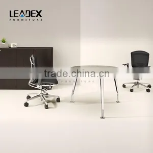 Office Table With Glass Top Round Metal Frame Office Conference Table thumbnail-1