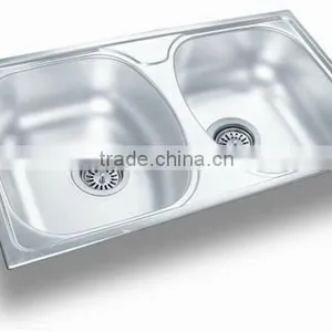 78*44 Linen Double Bowl Stainless Steel Kitchen Sink (DE134) thumbnail-1