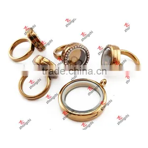 Alloy Coffee Color Glass Open Magnets Lockets and Rings Gifts (CLP51024) thumbnail-1