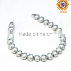 AAAA+ Rainbow Peacock Oval Real Southsea Shell Pearl Necklace thumbnail-3