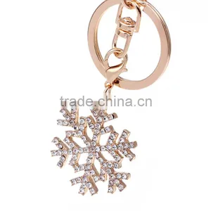 New Fashion Cute Keychain For Keys Wholesale Christmas Gift Rhinestone Snowflake Key Chain For Woman Jewelry thumbnail-5