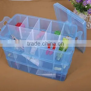 33.2cm*18.5cm*24.5cm Three Layers 30 Compartments Jewelry Adjustable Plastic Clear Box Jewelry Earring Bin Case Container thumbnail-6