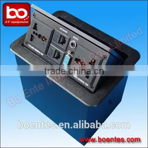Wholesale Aluminum Desktop Hydraulic Pop Up Multiple Power Socket With Bottom Interface Panel for AV Accessories thumbnail-4