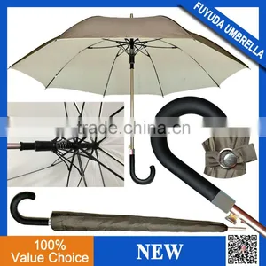 2016 25inch 14mm Luxury Auto Fiberglass And Gold Aluminum Frame Double Layers High Quality Straight Umbrella thumbnail-1