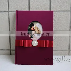 Custom Handmade Luxury Dark Fuchsia Wedding Guest Book With You Own Photo thumbnail-5