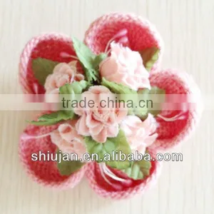 Crochet Knitting Flower With Pin for Dress/cloth/apparel thumbnail-1