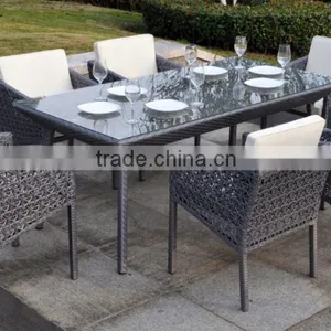 Patio Rattan Furniture Set Cushioned Outdoor Garden Wicker Rattan Furniture With Beige Cushion thumbnail-1