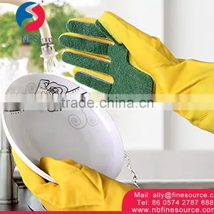 Cleaning Sponge Silicone Dishwashing Waterproof Cheap Washing Kitchen Gloves thumbnail-1