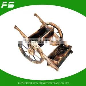 Commercial Wooden Wheel Double Garden Flower Planter thumbnail-1