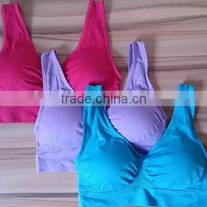 2015 Seamless Mutiple Colors Comfortable Yoga /sports Bra With Padding 1 Set (3pcs) thumbnail-2