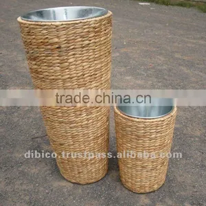 2 Pcs Flower Planter Set, Iron Frame Plastic Pot Insert Water Hyacinth, Design 2012 thumbnail-1