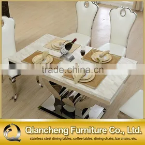 Hot Cake Marble Dining Table With Strong Stainless Steel Base thumbnail-2