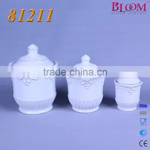 Flower Shape White Glaze Ceramic Coffee Creamer Container thumbnail-1