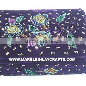 Zari Embroidery Beaded Jewellery Box thumbnail-1