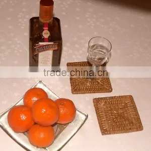 Square Rattan Coasters With Holder / Rattan Coasters Rattan Platemat thumbnail-5