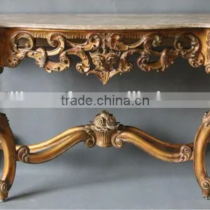Marble Top Antique Gold Console Table for Living Room ME-0432-01 thumbnail-3