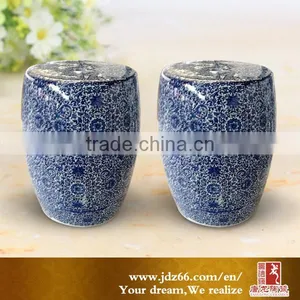 Porcelain Round Garden Stool Cobalt Blue Painted Ceramic Stool thumbnail-5