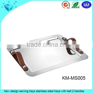 New Design Serving Trays Stainless Steel Trays With Belt 2 Handles thumbnail-1