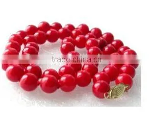 Wholesale 17" 8mm Red Coral Beads Necklace Jewelry Set thumbnail-1