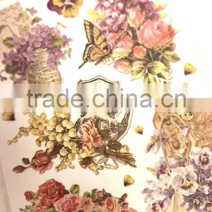 Floral Design Embossed Sticker, Antique Elegance Design Sticker for Decoration, Classic Decorative Shinny Glitter Sticker thumbnail-4
