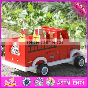 2017 New Products Dog and Four Firemen Wooden Toy Fire Trucks W04A315 thumbnail-5