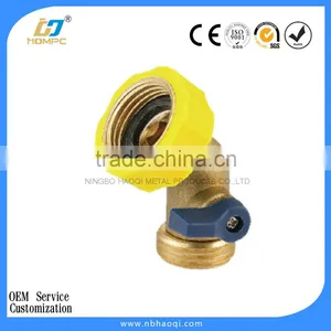 Brass 45 Degree Garden Hose Elbow With Shut Off Valve thumbnail-1